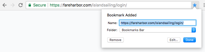 Bookmarking your FareHarbor login page